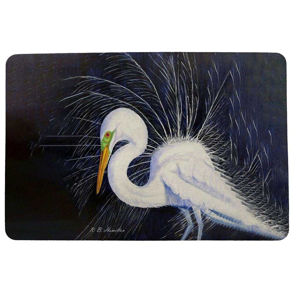 Breeding Egret Door Mat 18x26. Picture 1