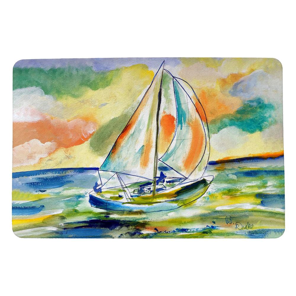 Orange Sailboat Small Door Mat. Picture 1