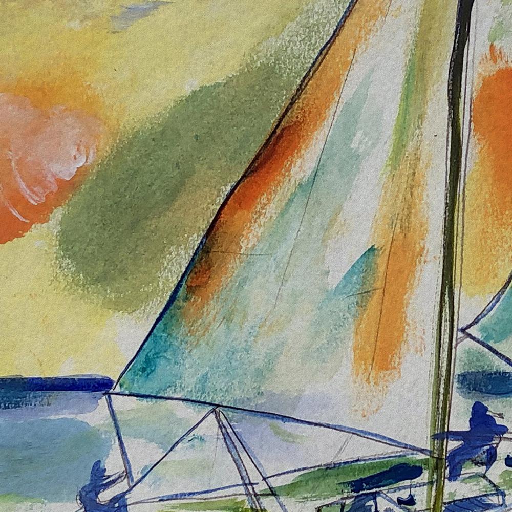 Orange Sailboat Small Door Mat. Picture 3