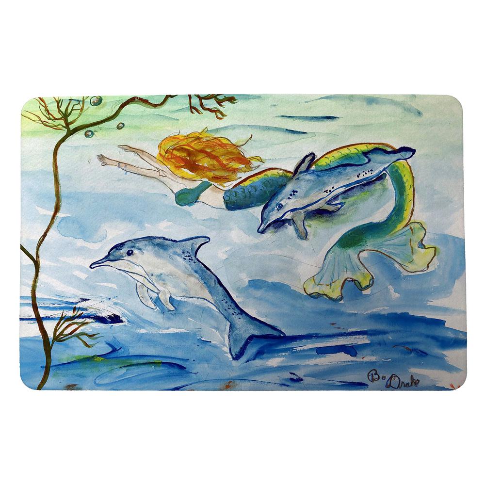 Mermaid and Dolphins Small Door Mat. Picture 1
