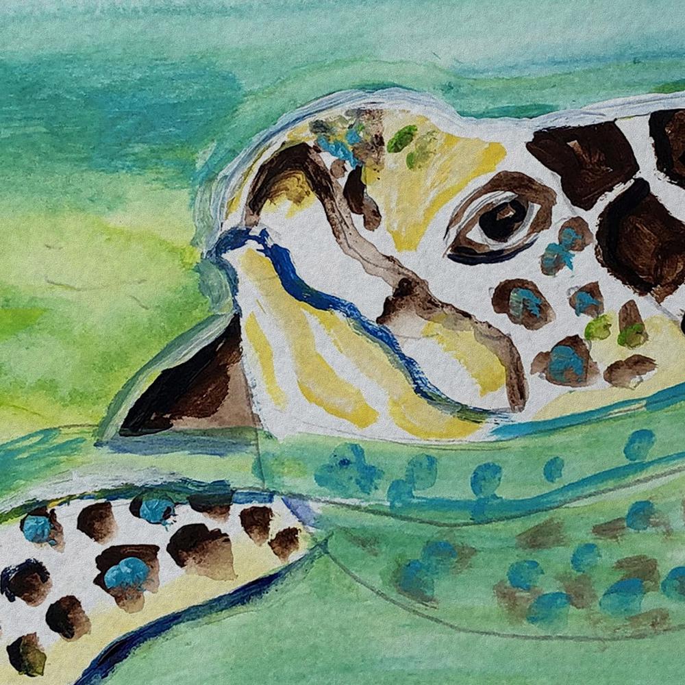 Sea Turtle Surfacing Small Door Mat. Picture 3