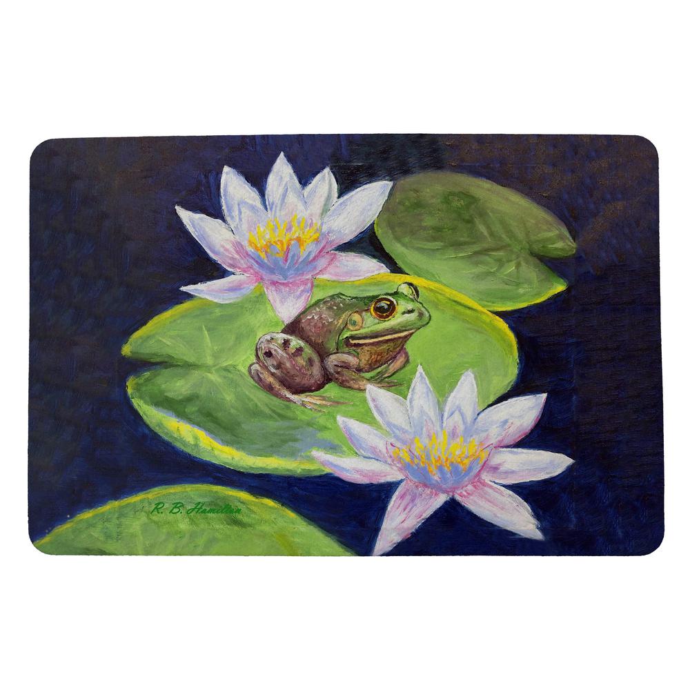 Frog & Lily Door Mat 18x26. Picture 1
