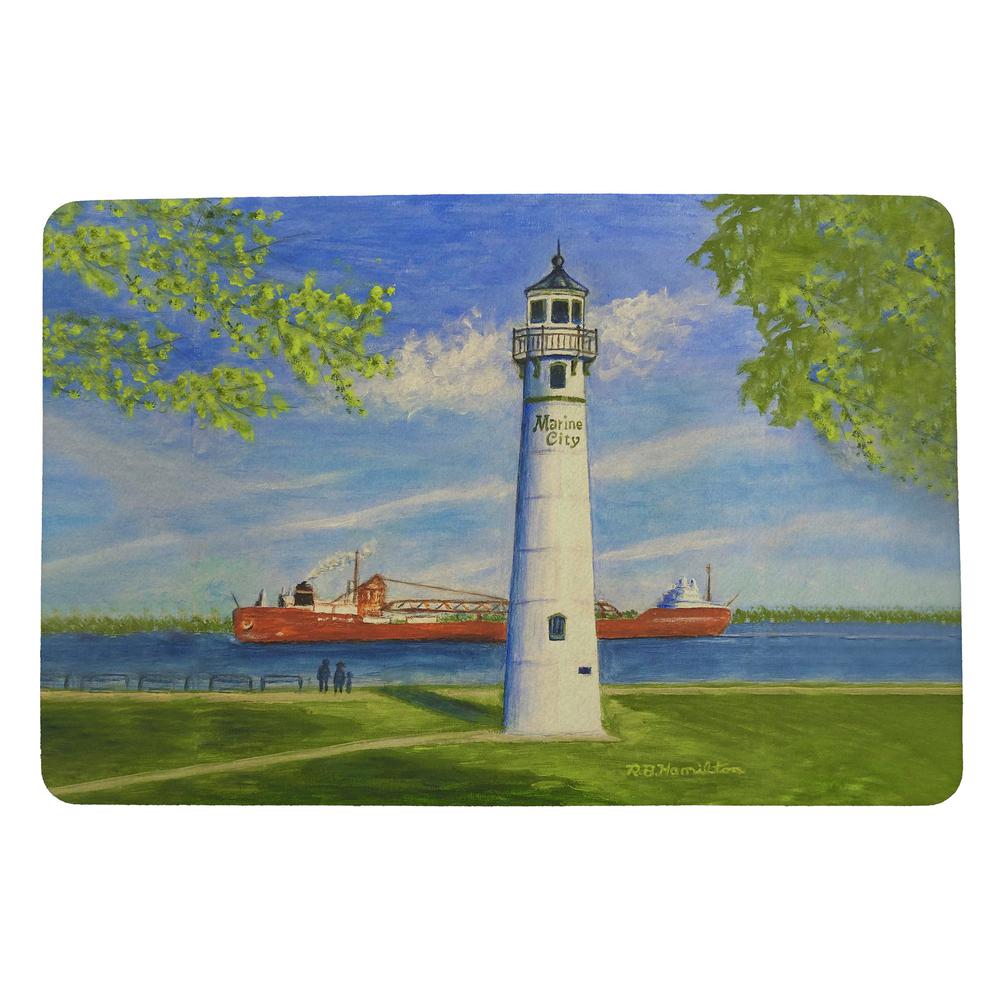 Marine City Lighthouse, MI Door Mat 18x26. Picture 1
