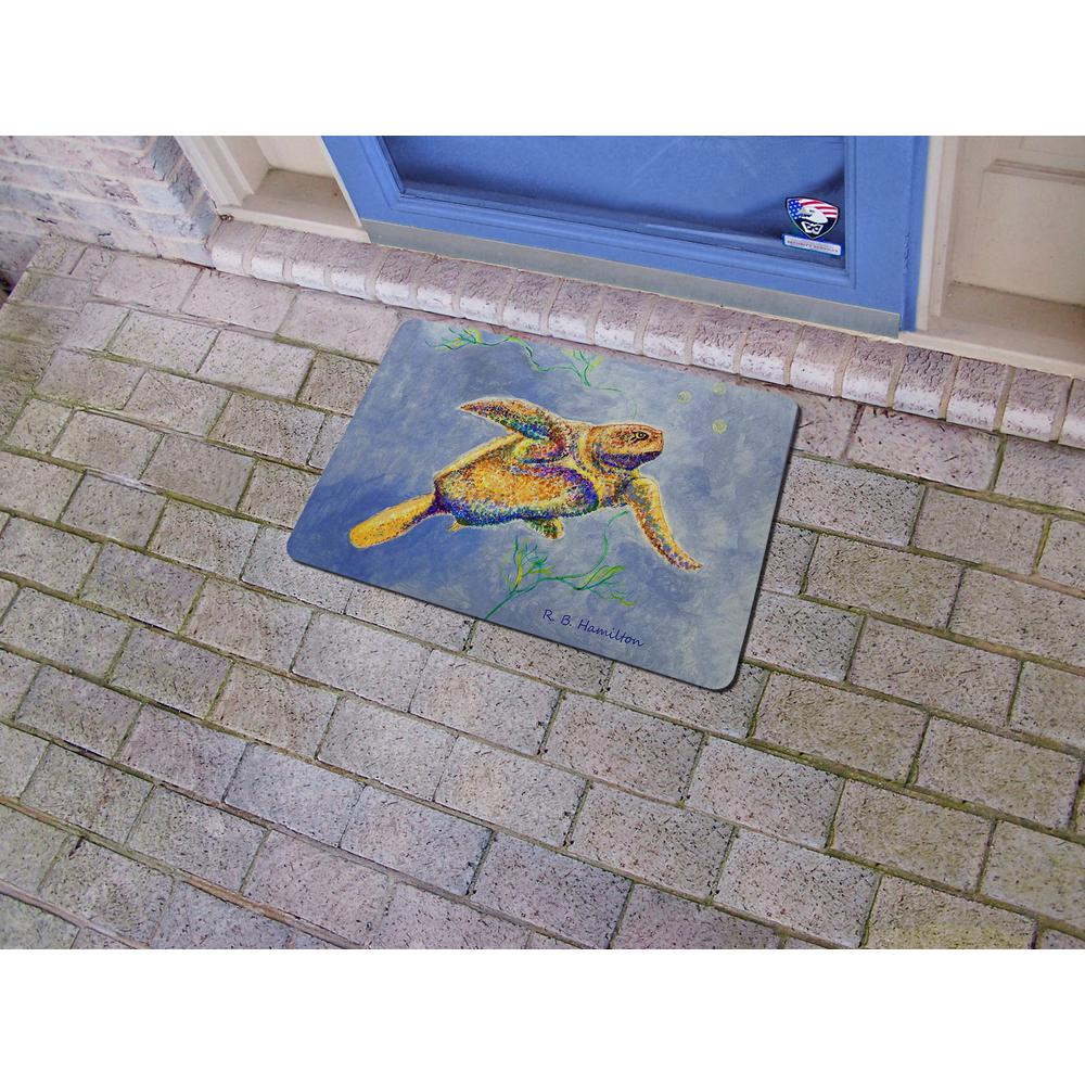 Pointillist Sea Turtle Door Mat 18x26. Picture 2