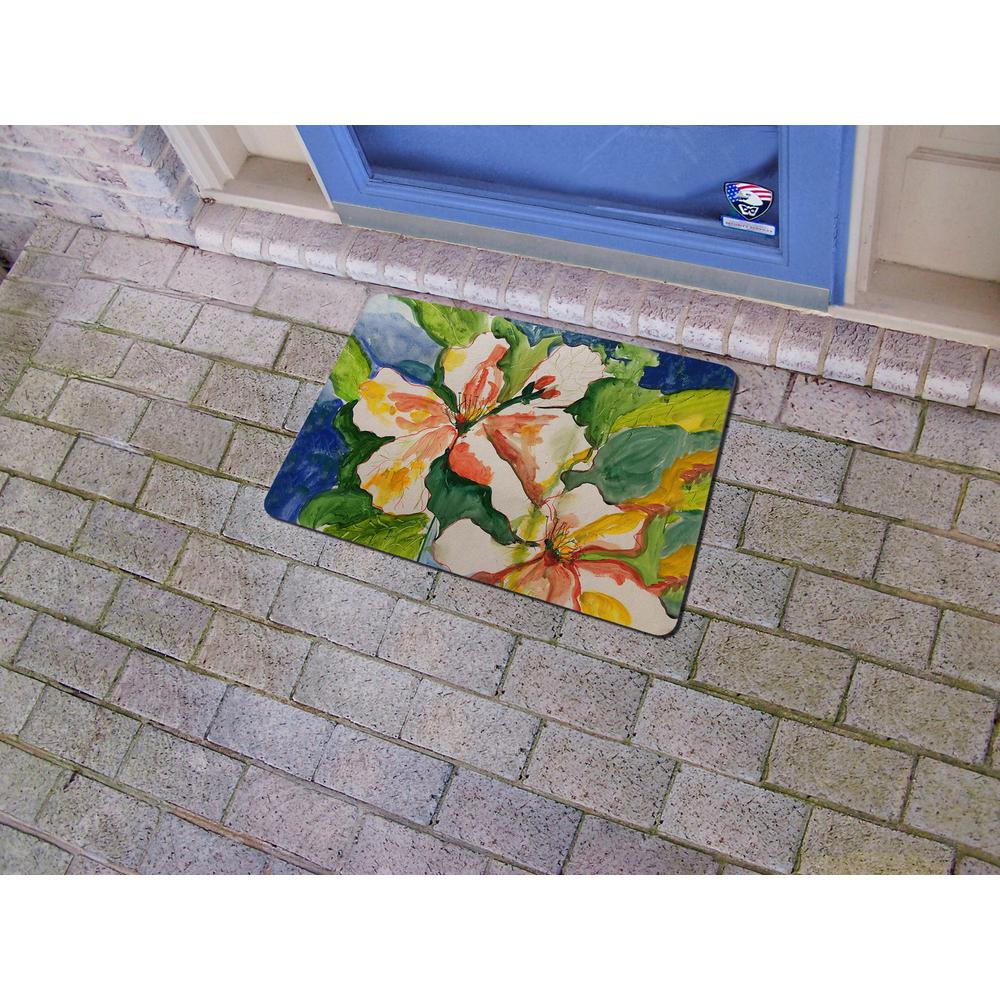 White Hibiscus Door Mat 18x26. Picture 2