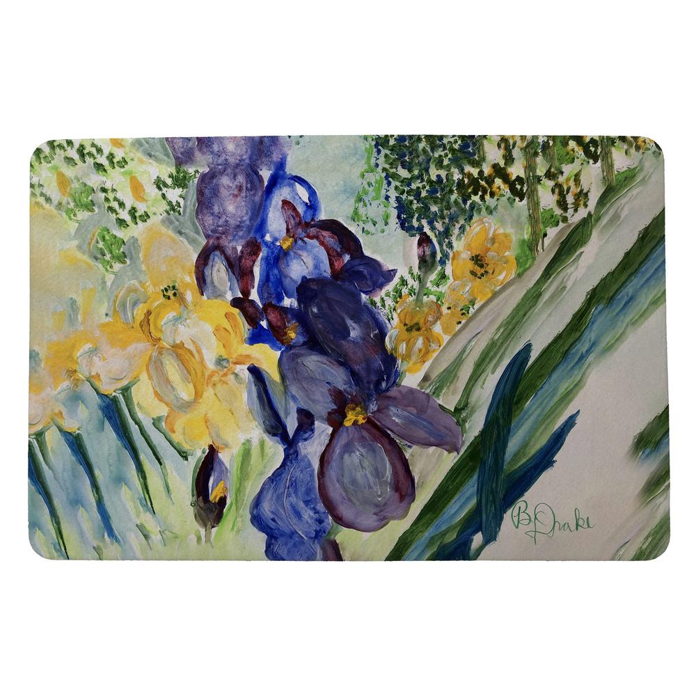 Yellow & Blue Iris Door Mat 18x26. Picture 1