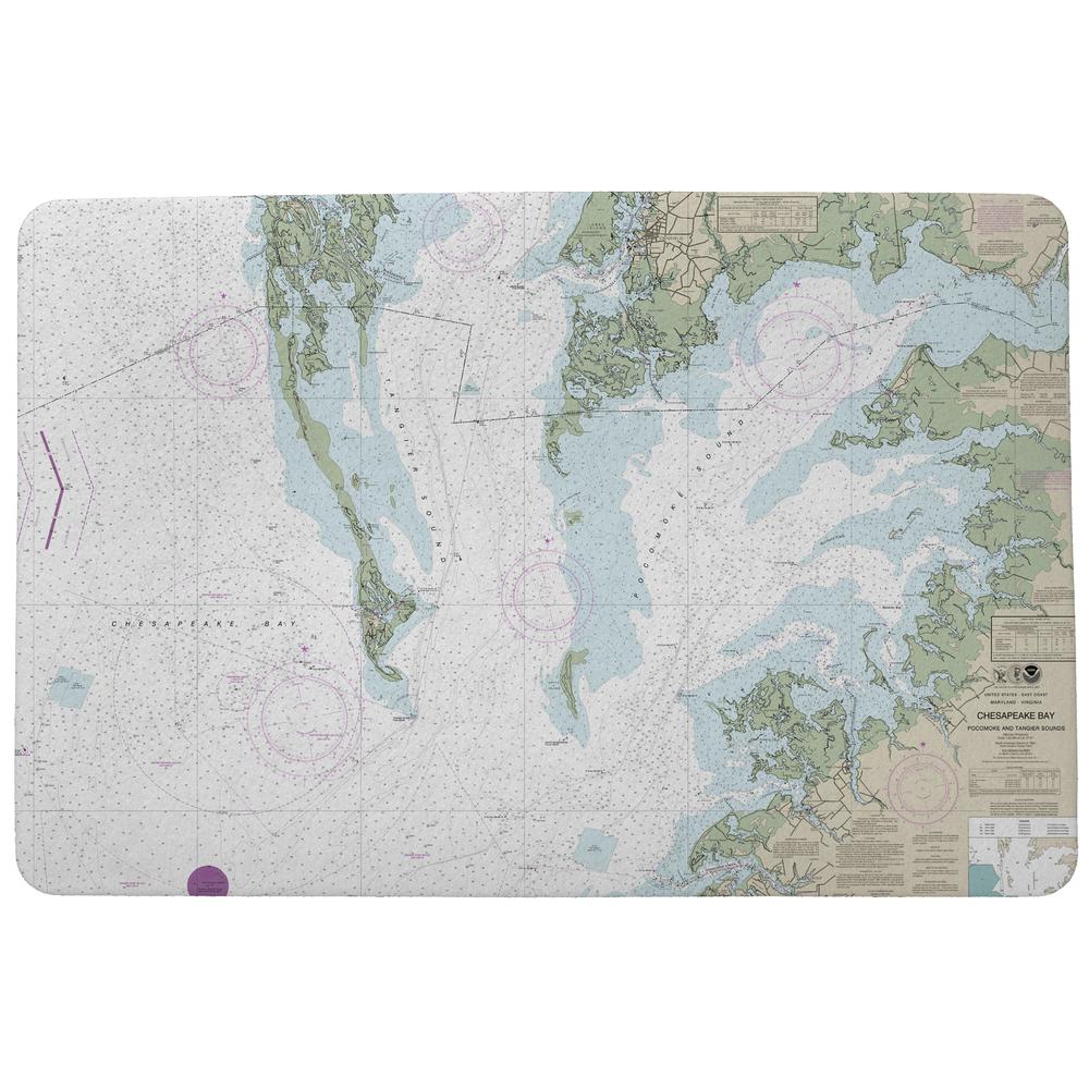Chesapeake Bay - Pocomoke and Tangier Sounds, VA Nautical Map Small Door Mat. Picture 1