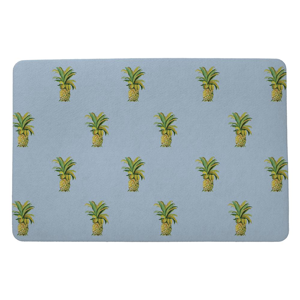 Multi Pineapple on Blue Door Mat 18x26. Picture 1