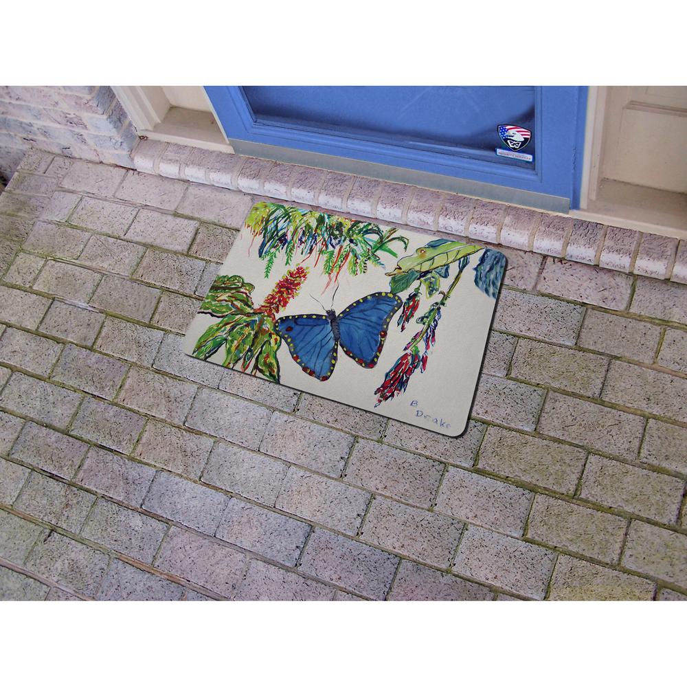 Morpho & Flowers Door Mat 18x26. Picture 2