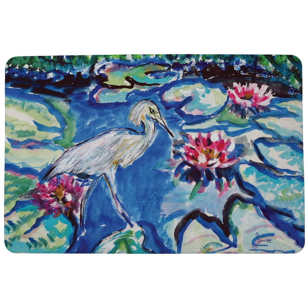 Heron & Waterlilies Door Mat 18x26. Picture 1