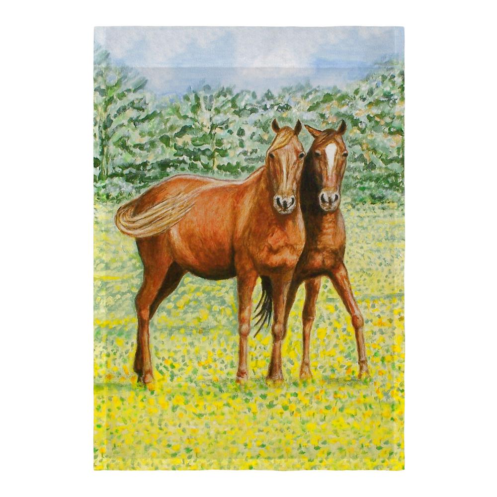 Two Horses Flag 12.5x18. Picture 1