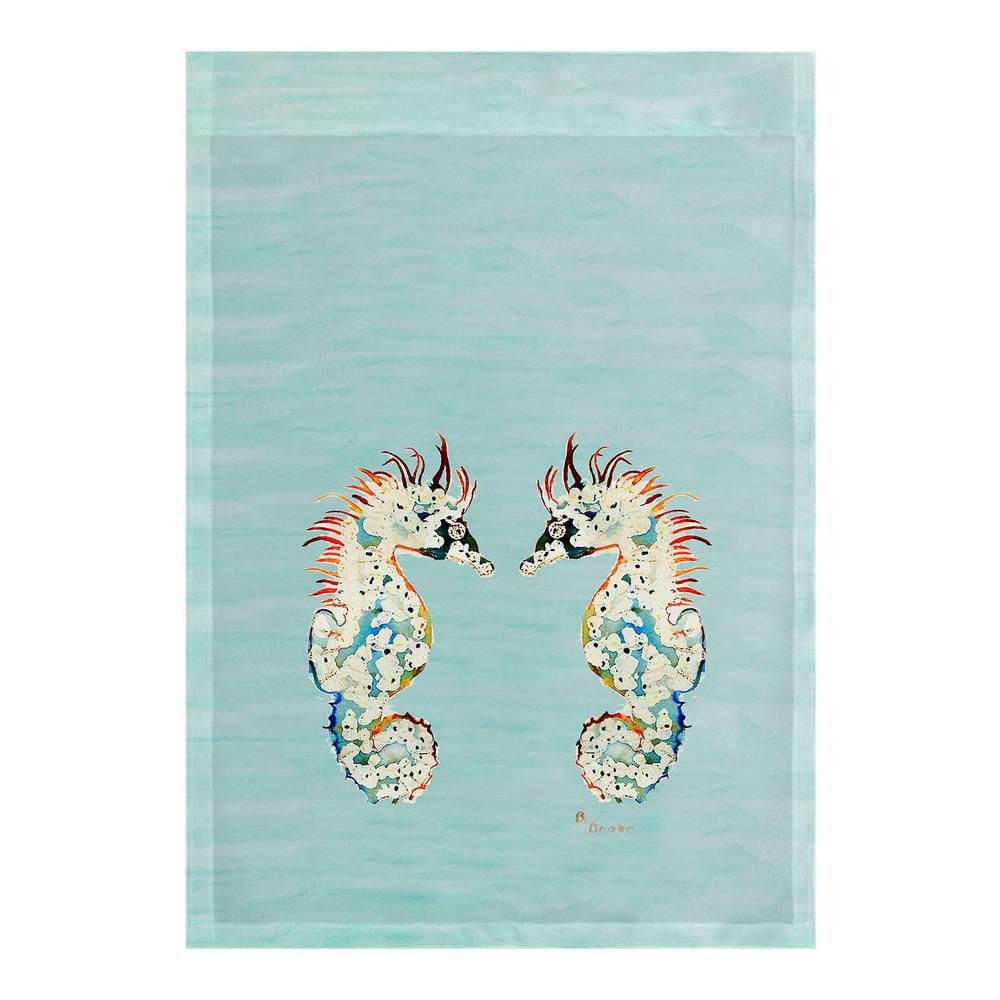 Aqua Betsy's Seahorses Flag 12.5x18. Picture 1