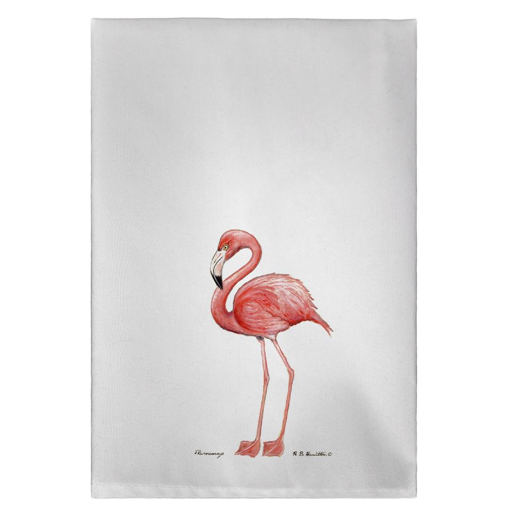 Flamingo on White Guest Towel. Picture 1