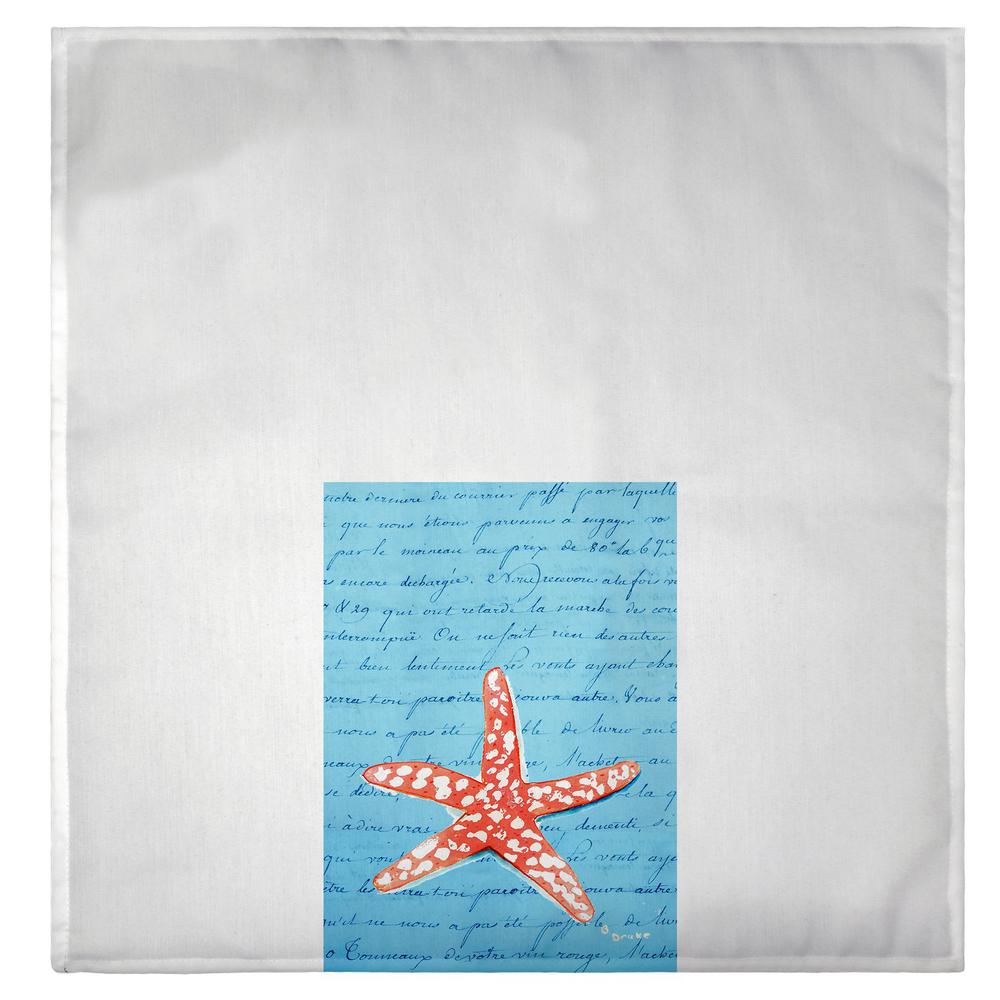 Coral Starfish Blue Script Guest Towel. Picture 2