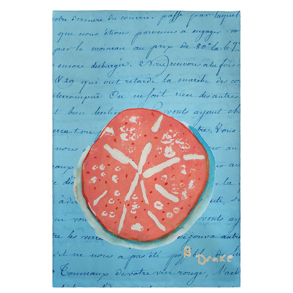 Coral Sand Dollar Blue Script Guest Towel. Picture 1
