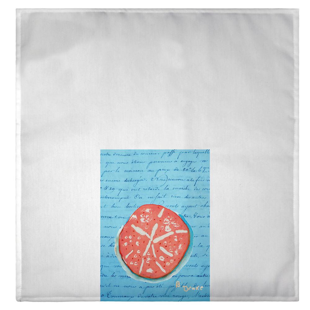 Coral Sand Dollar Blue Script Guest Towel. Picture 2
