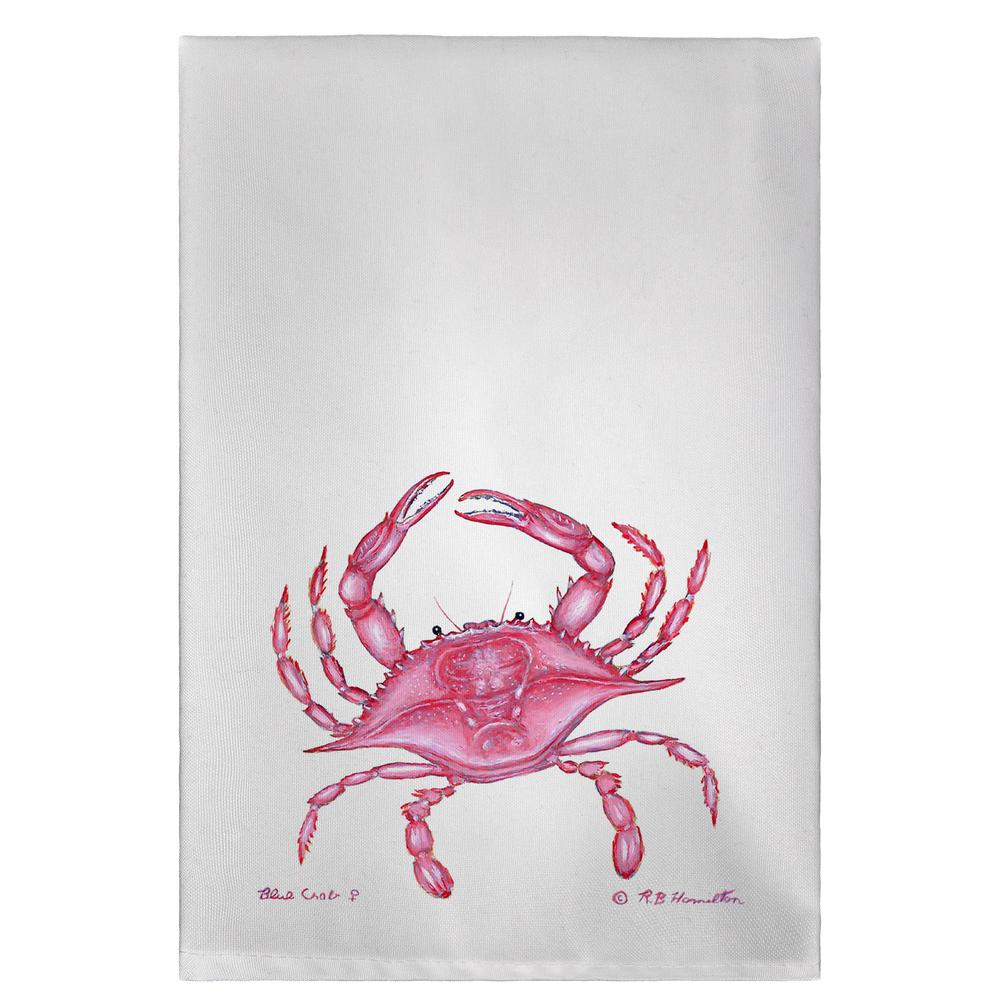 Pink Crab Guest Towel. Picture 1