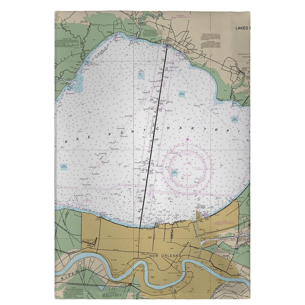 Lake Pontchartrain and Majrepas, LA Nautical Map Guest Towel. Picture 1