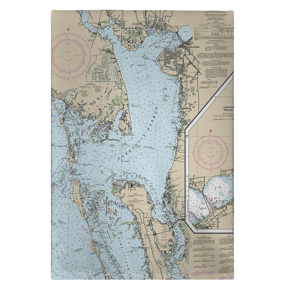 Charlotte Harbor, FL Nautical Map Guest Towel. Picture 1