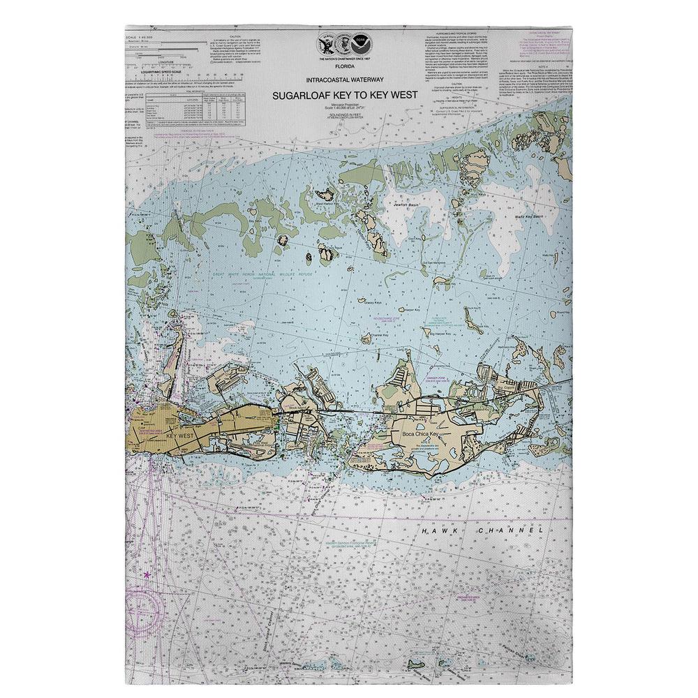Sugarloaf Key to Key West, FL Nautical Map Guest Towel. Picture 1