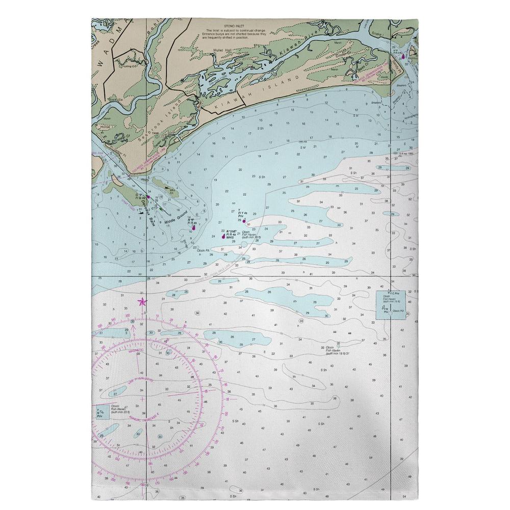 Charleston Harbor and Approaches, SC Nautical Map Guest Towel. Picture 1