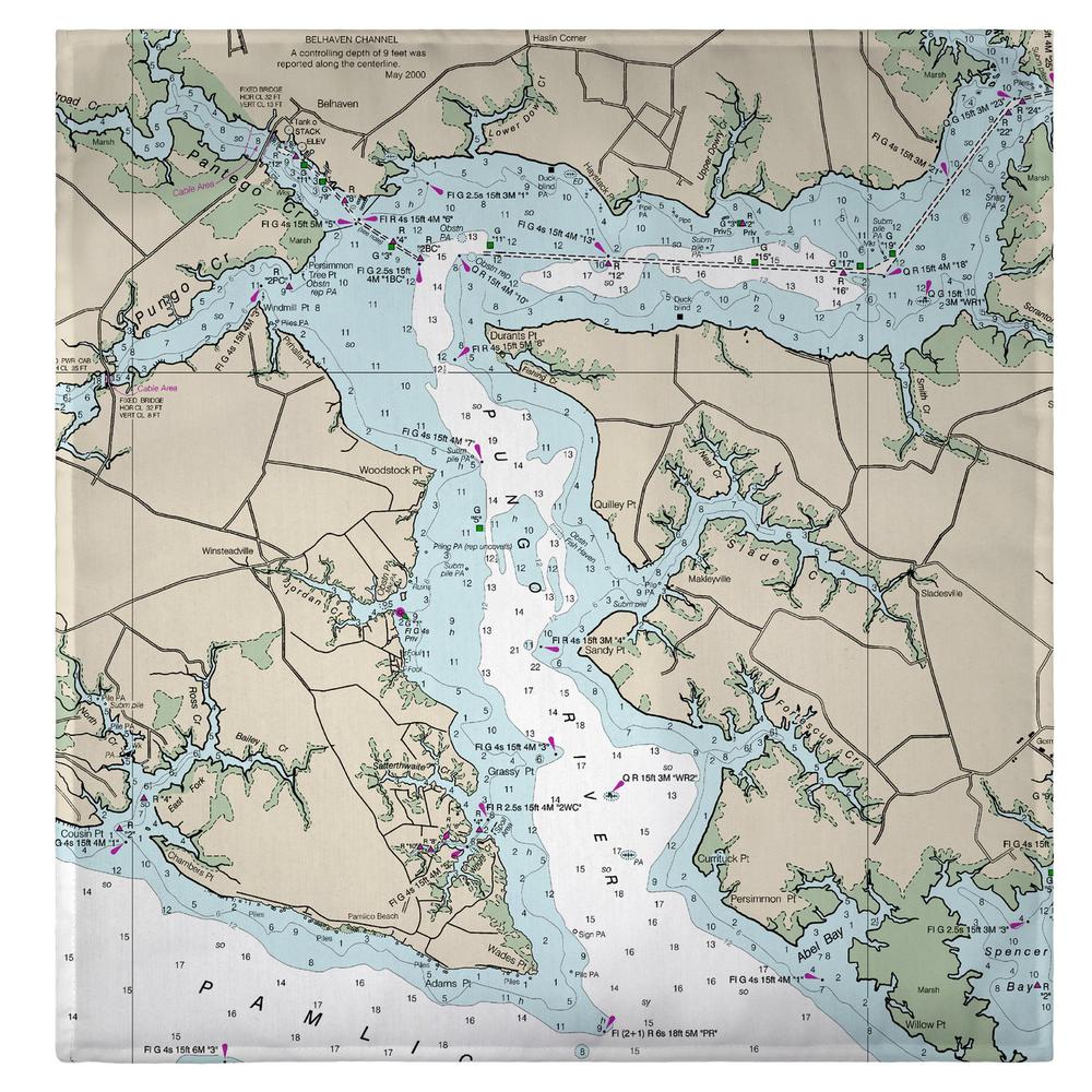 Pungo River, NC Nautical Map Guest Towel. Picture 2