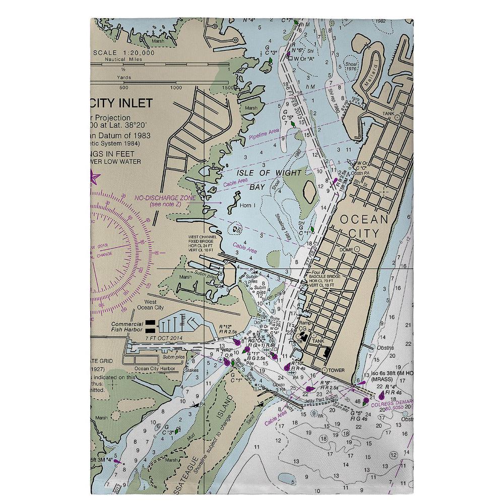 Ocean City Inlet, VA Nautical Map Guest Towel. Picture 1