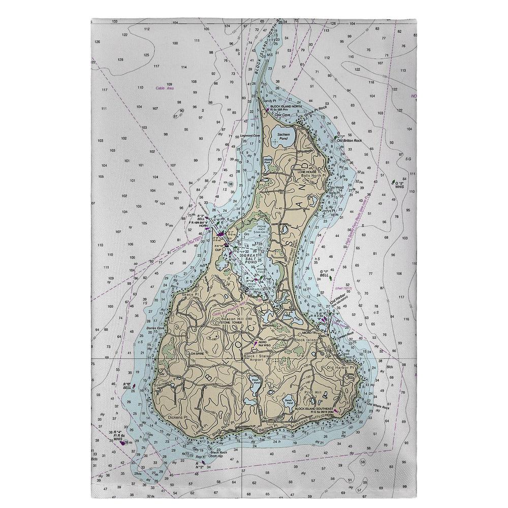 Block Island, RI Nautical Map Guest Towel. Picture 1