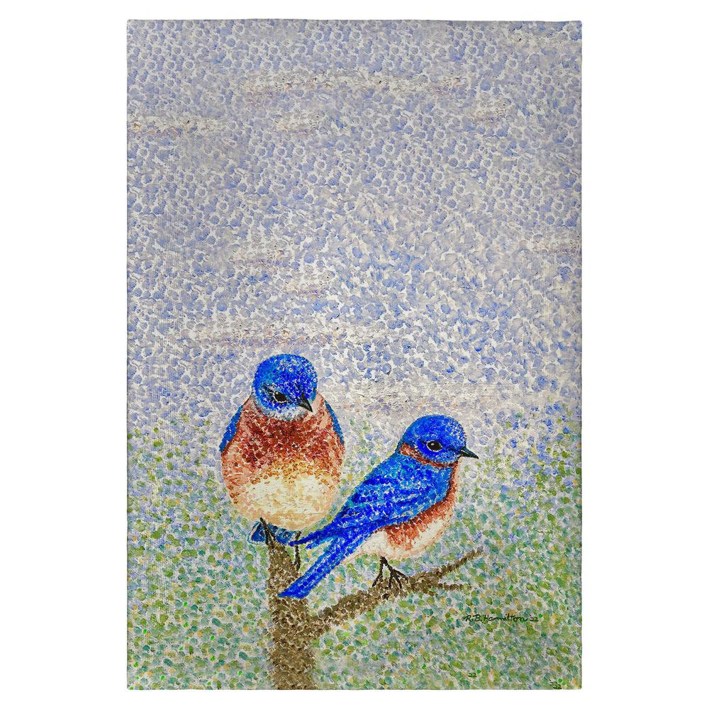 Two Blue Birds Guest Towel. Picture 1