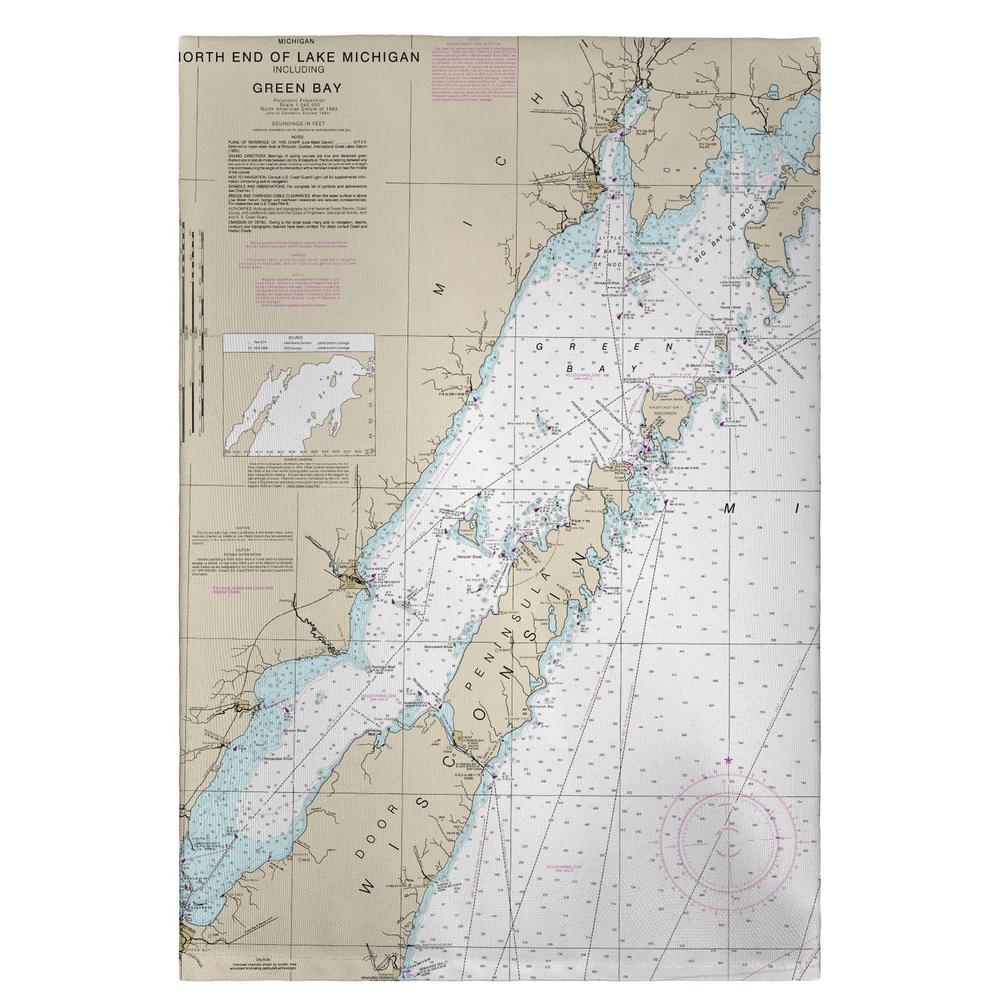 Door County, Green Bay, WI Nautical Map Guest Towel. Picture 1