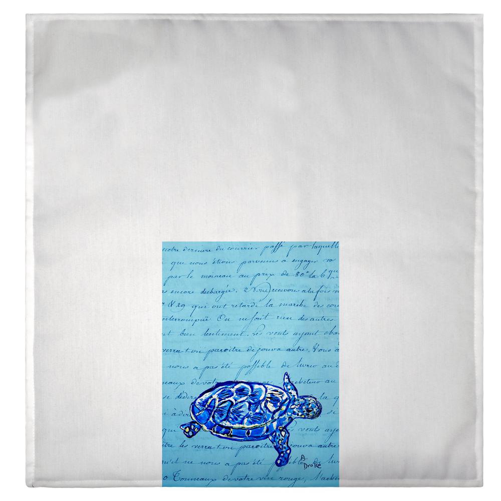 Blue Script Sea Turtle Guest Towel. Picture 2
