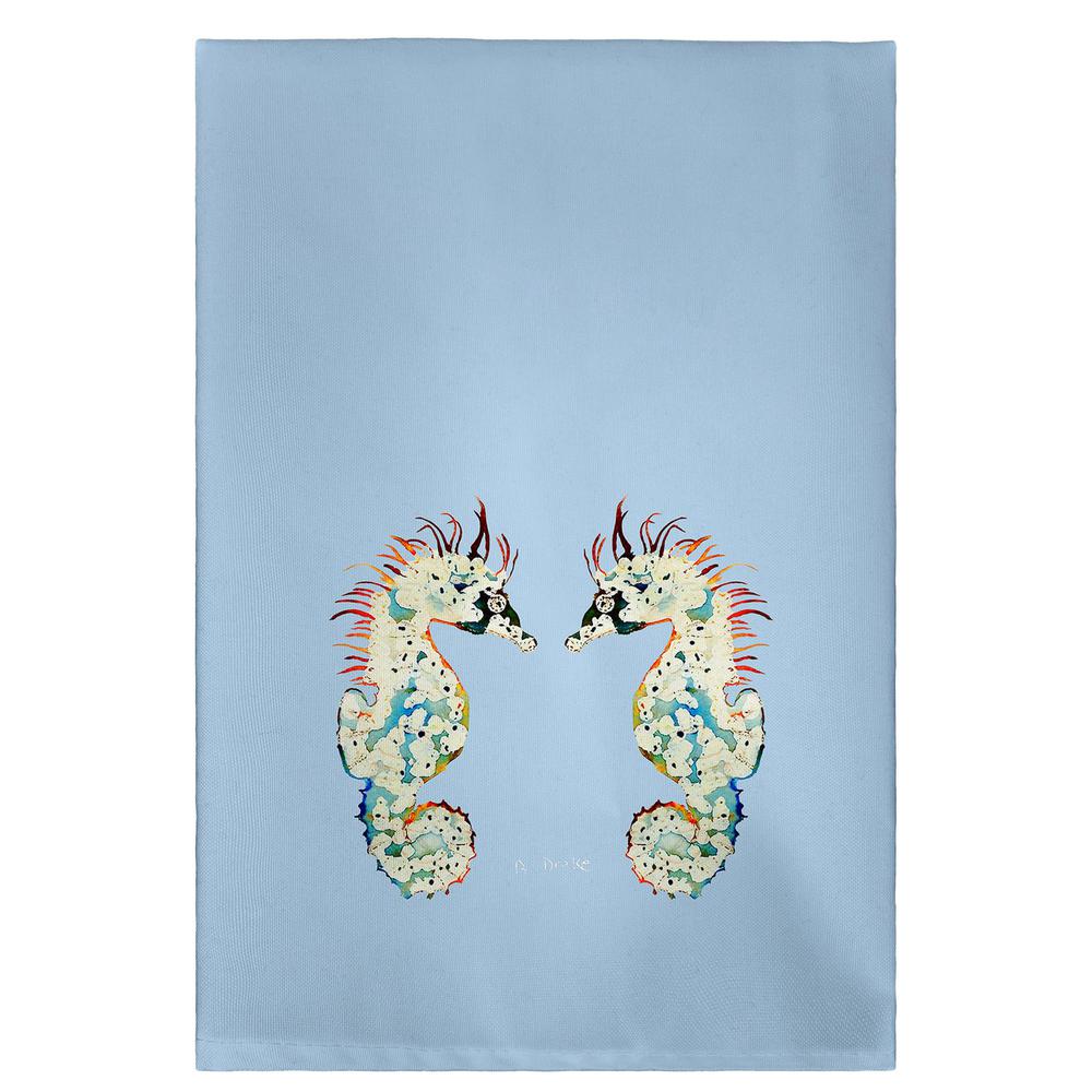 Betsy's Seahorses on Light Blue Guest Towel. Picture 1