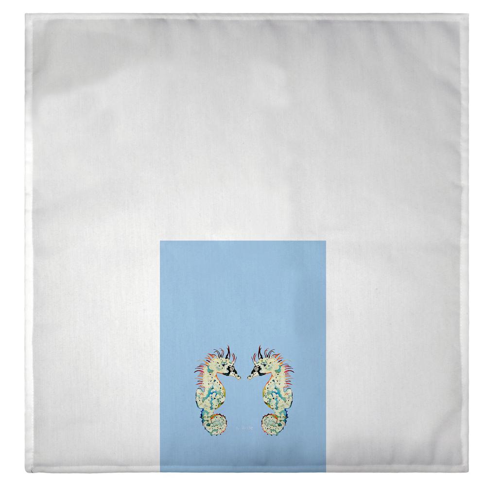 Betsy's Seahorses on Light Blue Guest Towel. Picture 2