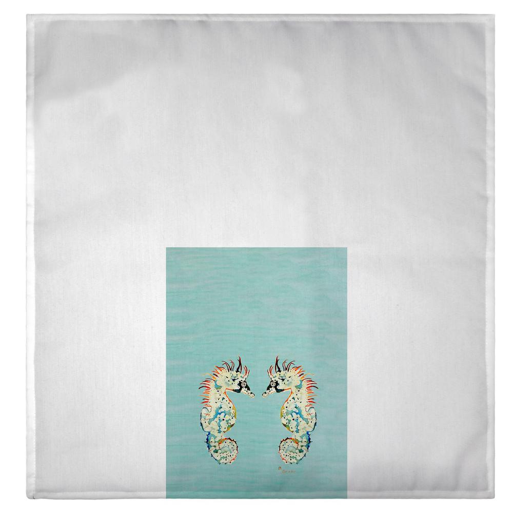 Aqua Betsy's Seahorses Guest Towel. Picture 2