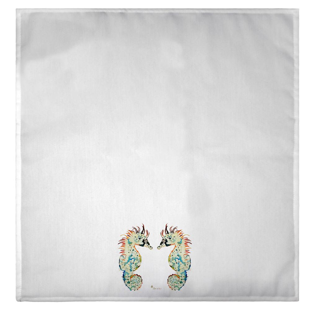 Betsy's Seahorses on White Guest Towel. Picture 2