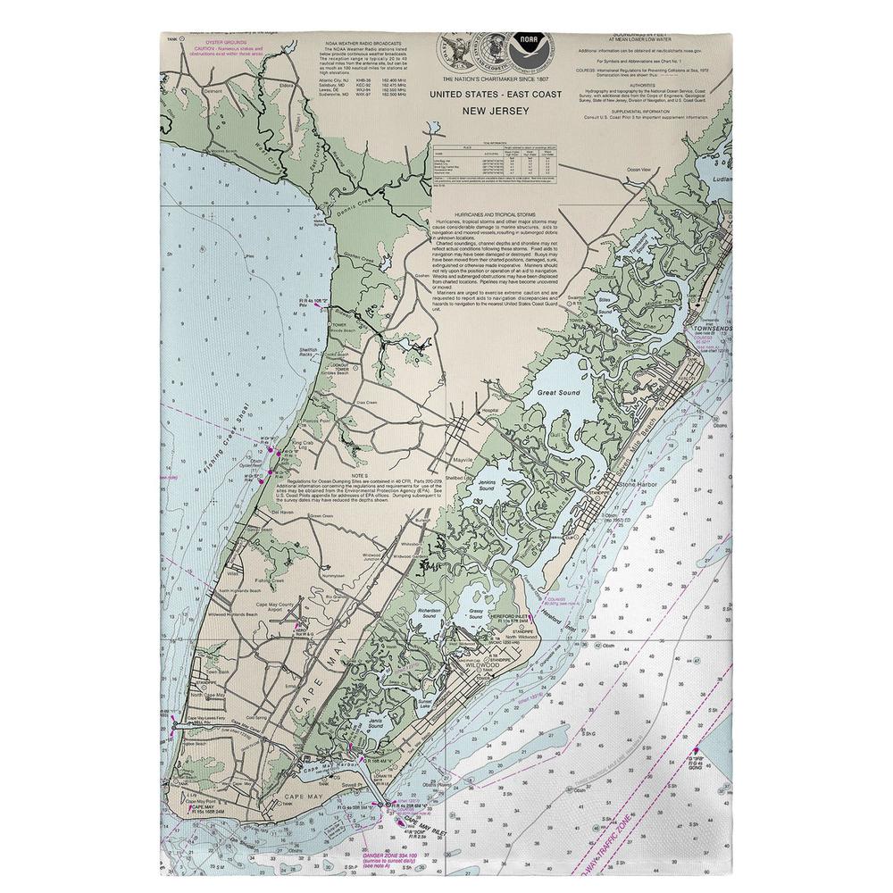 Cape May Peninsula, NJ Nautical Map Guest Towel. Picture 1