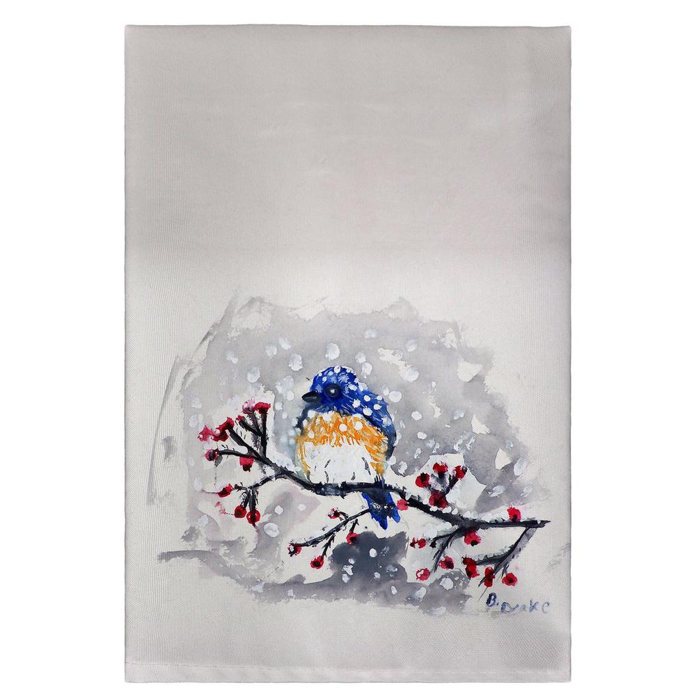 Bluebird in Snow Guest Towel. Picture 1