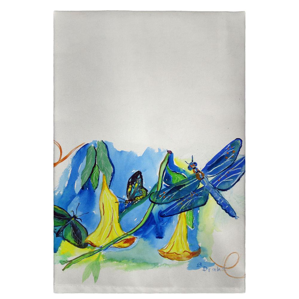 Yellow Bells and Dragonfly Guest Towel. Picture 1