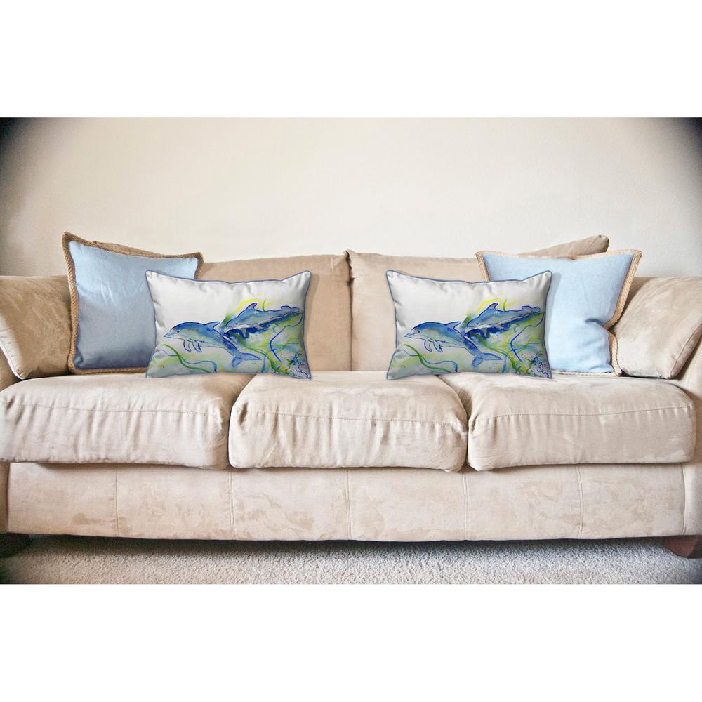 Betsy's Dolphins Large Indoor/Outdoor Pillow 16x20. Picture 2