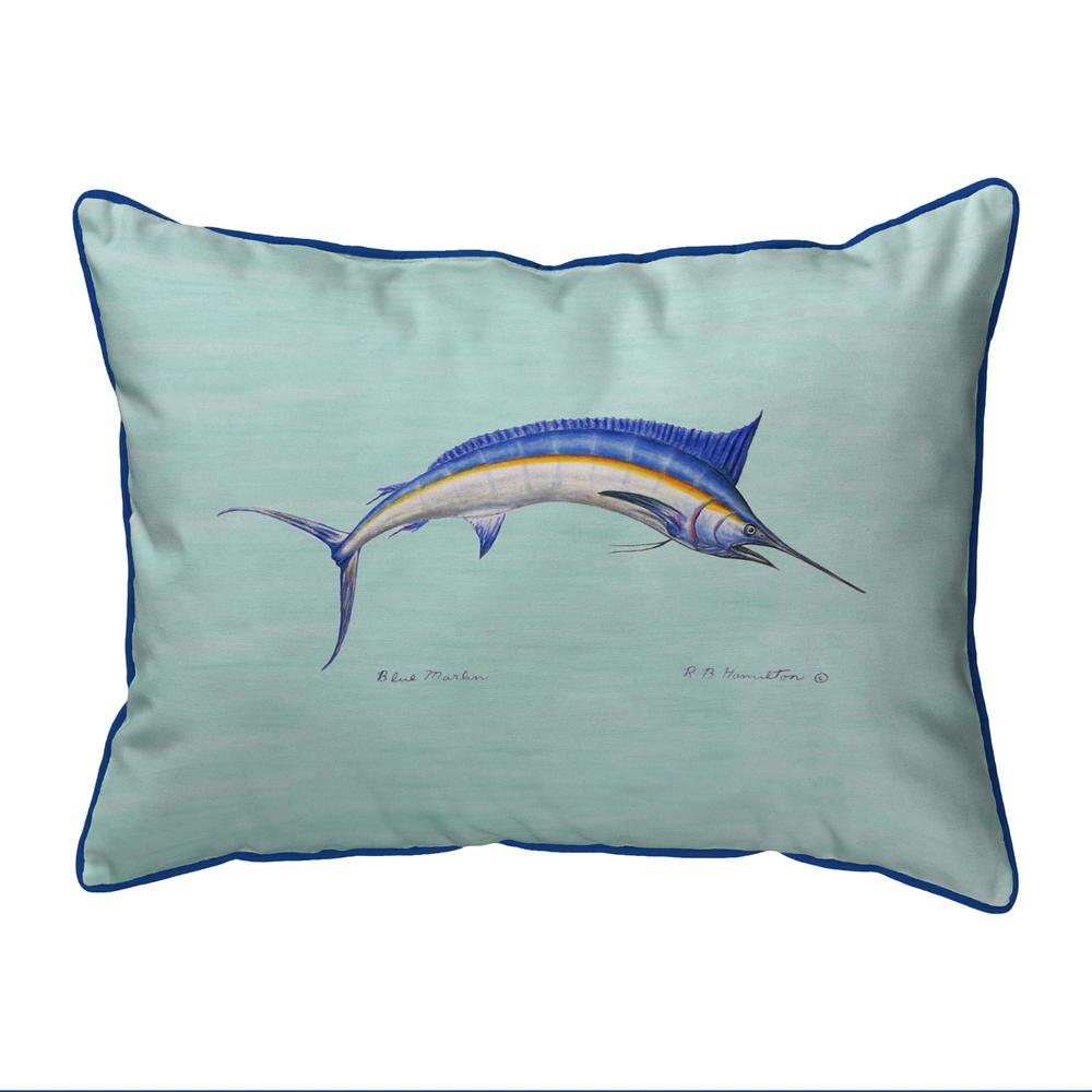 Blue Marlin - Teal Large Indoor/Outdoor Pillow 16x20. Picture 1