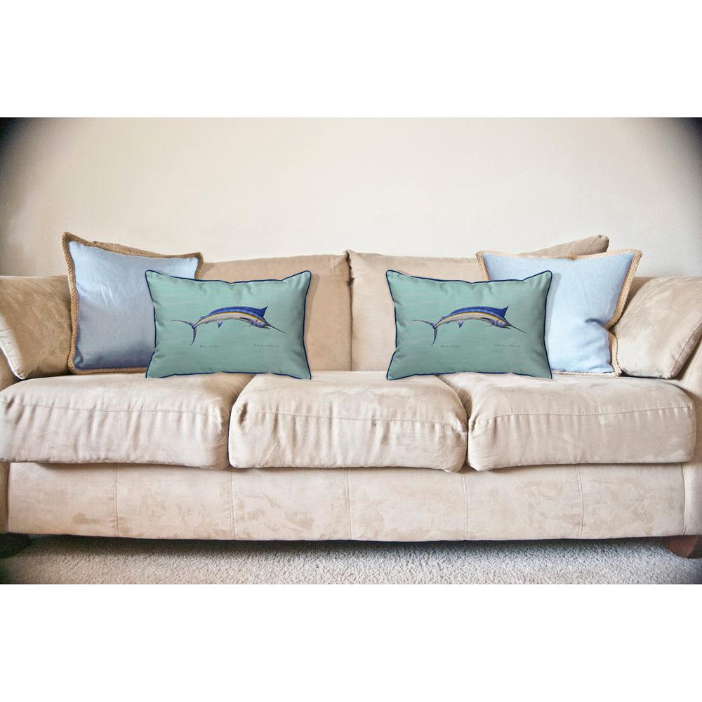 Blue Marlin - Teal Large Indoor/Outdoor Pillow 16x20. Picture 3