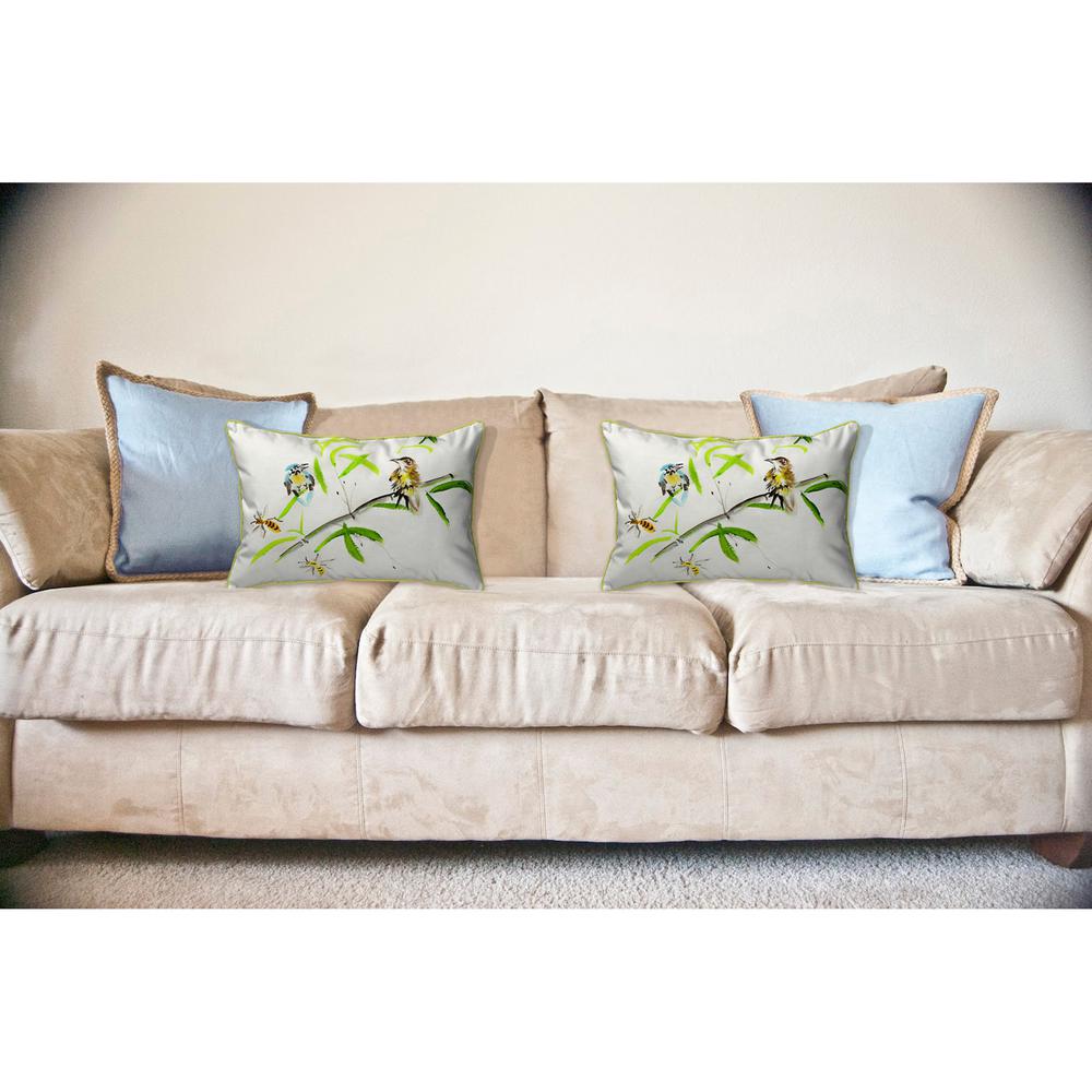 Birds & Bees I Large Indoor/Outdoor Pillow 16x20. Picture 3