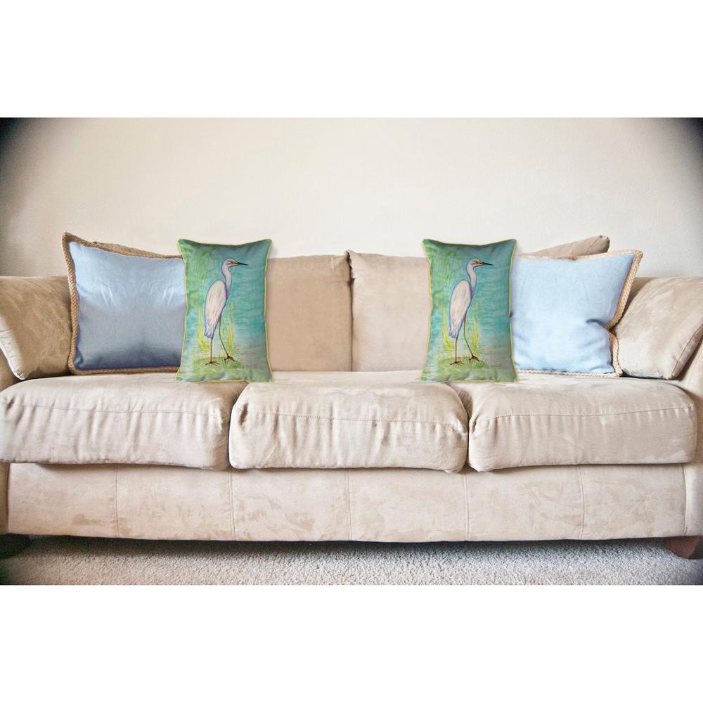 Snowy Egret Large Indoor/Outdoor Pillow 16x20. Picture 3