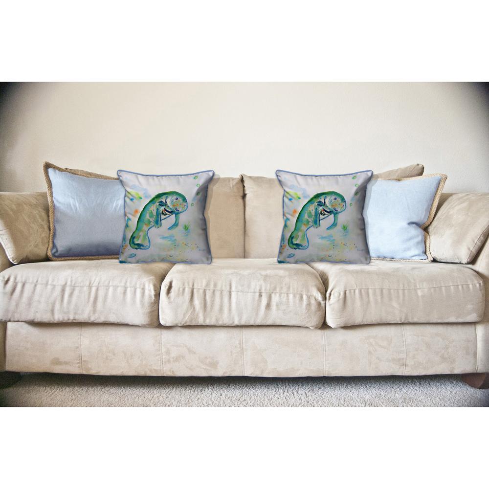 Betsy's Manatee Large Indoor/Outdoor Pillow 18x18. Picture 3