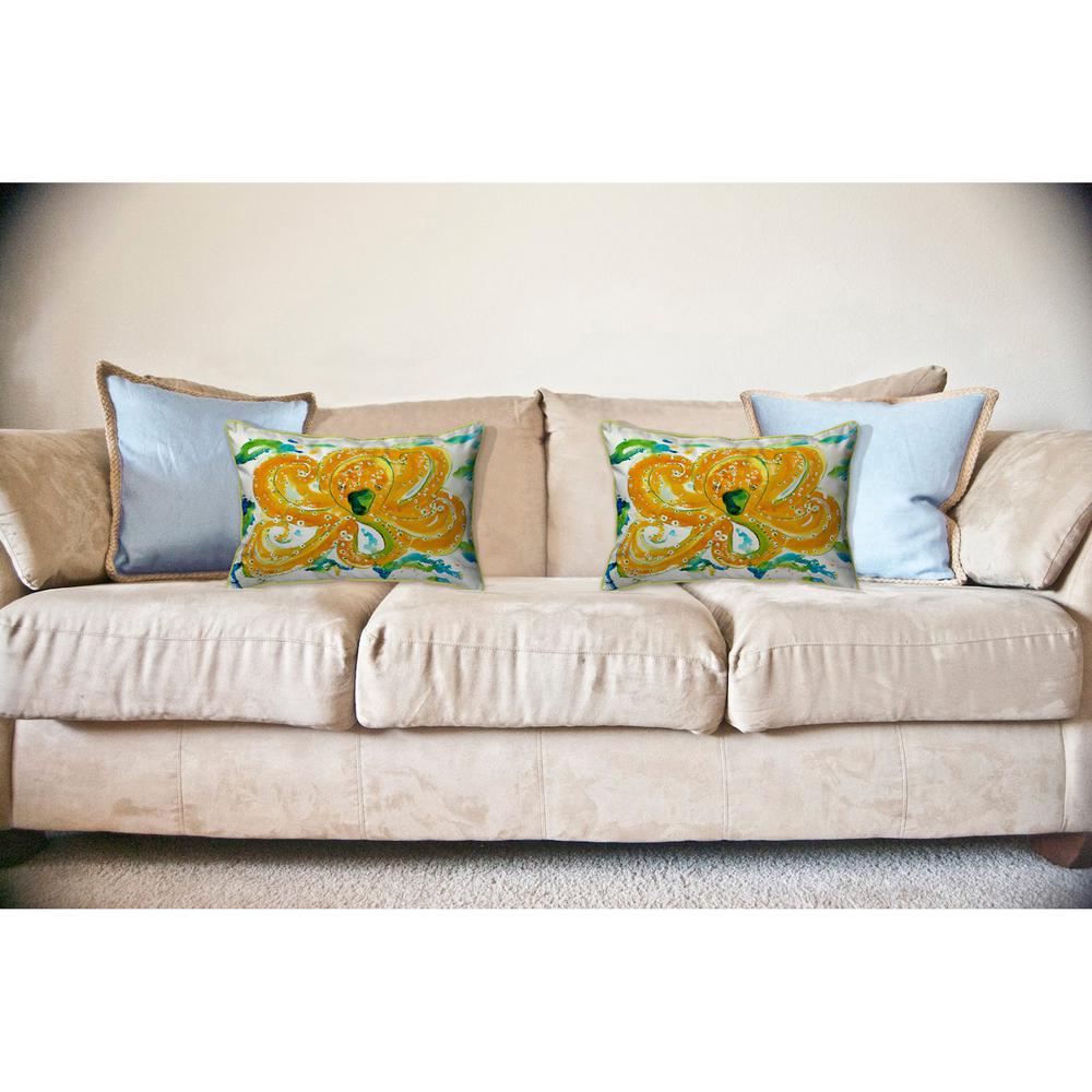 Orange Octopus Large Indoor/Outdoor Pillow 16x20. Picture 3