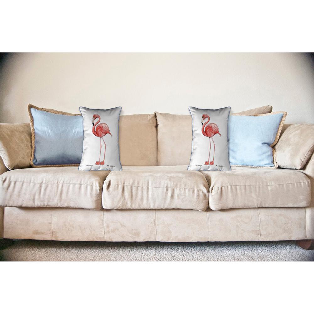 Flamingo White Background Large Corded Indoor/Outdoor Pillow 16x20. Picture 3