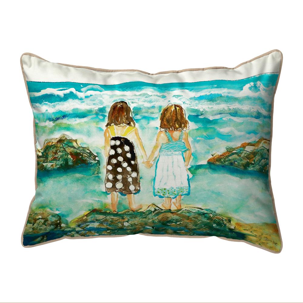 Twins on Rocks Large Indoor/Outdoor Pillow 16x20. Picture 1