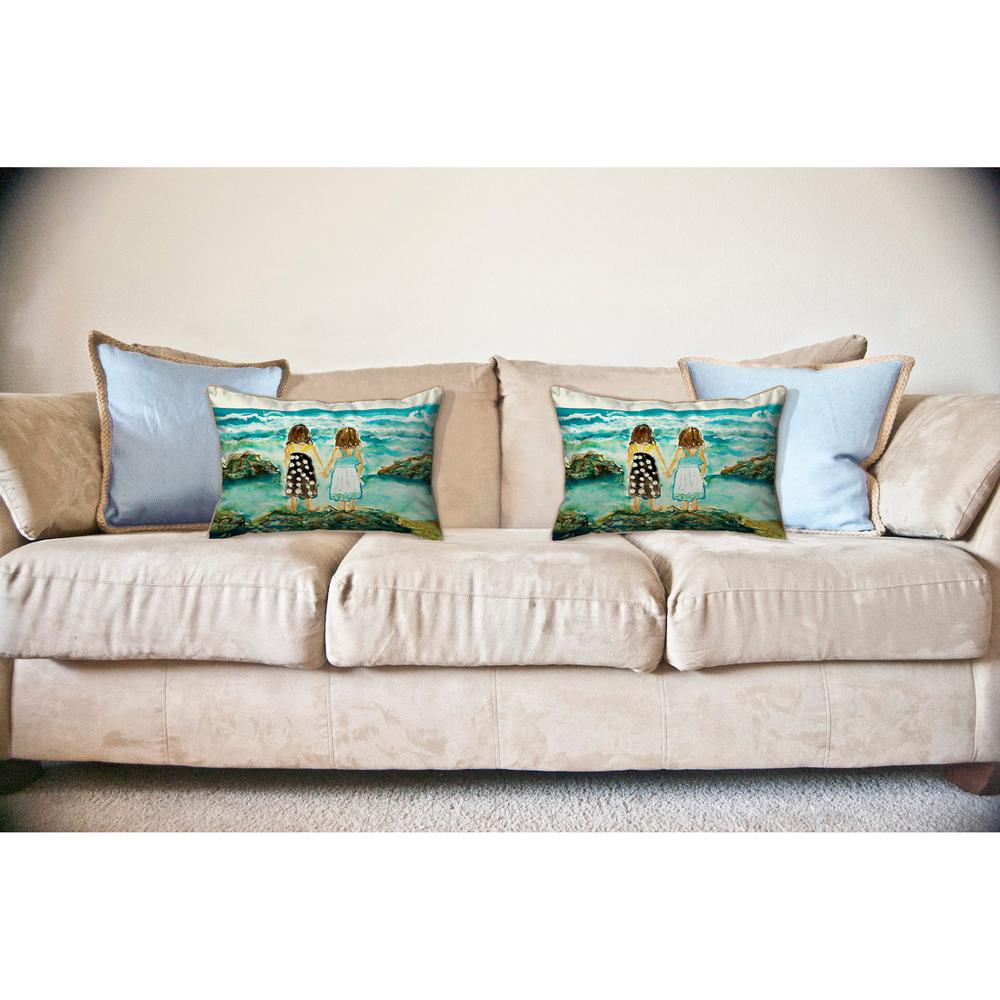 Twins on Rocks Large Indoor/Outdoor Pillow 16x20. Picture 3