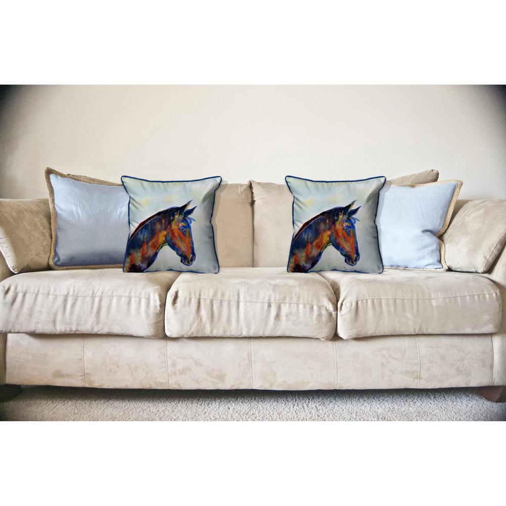 Blue Horse Large Indoor/Outdoor Pillow 18x18. Picture 3