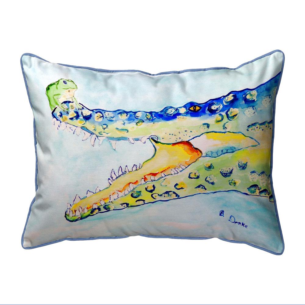 Crocodile & Frog Large Indoor/Outdoor Pillow 16x20. Picture 1